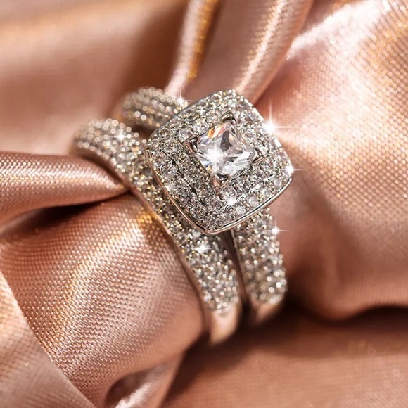 Sterling silver engagement set ring - Picture 5 of 5